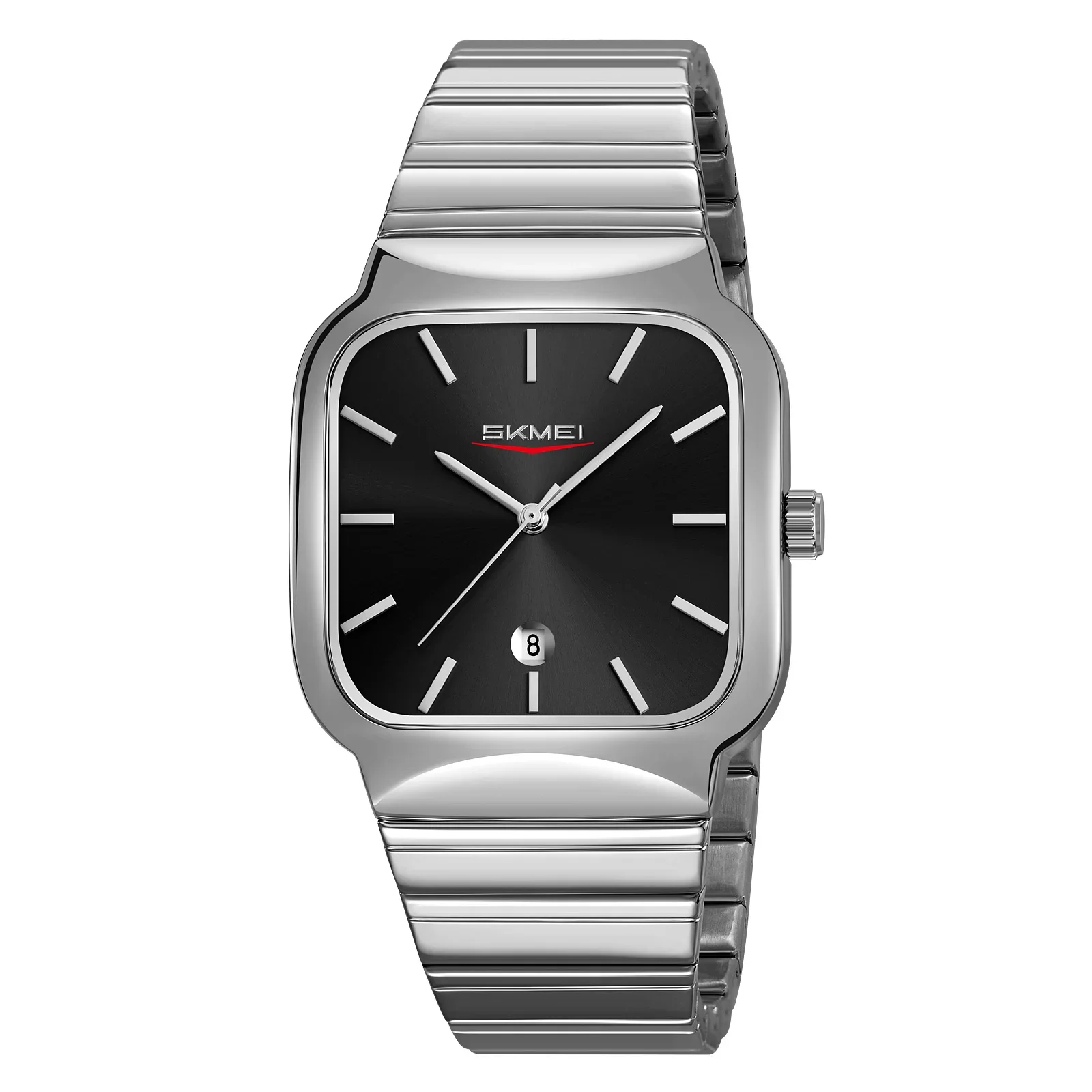 Reloj De Cuarzo Para Hombre (plateado Y Negro) Con Movimiento Redondo, Resistente Al Agua, Con Fecha Y Día De La Semana.