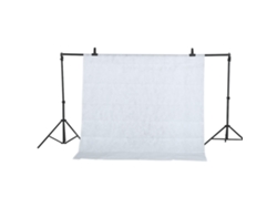 Papel tapiz en Tejida para estudio fotográfico, fondo blanco, cámara y accesorios de fotografía.