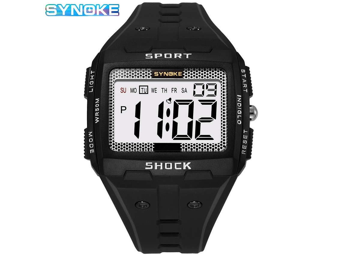 Reloj electrónico deportivo para hombre, resistente al agua, luminoso, pantalla cuadrada grande, ideal para correr al aire libre, acampar y para estudiantes.