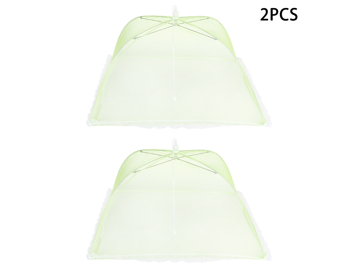 2 Fundas De Malla Plegables Para Alimentos, A Prueba De Insectos, Para Mesa De Picnic Y Barbacoa, 43x43cm, Color Verde.