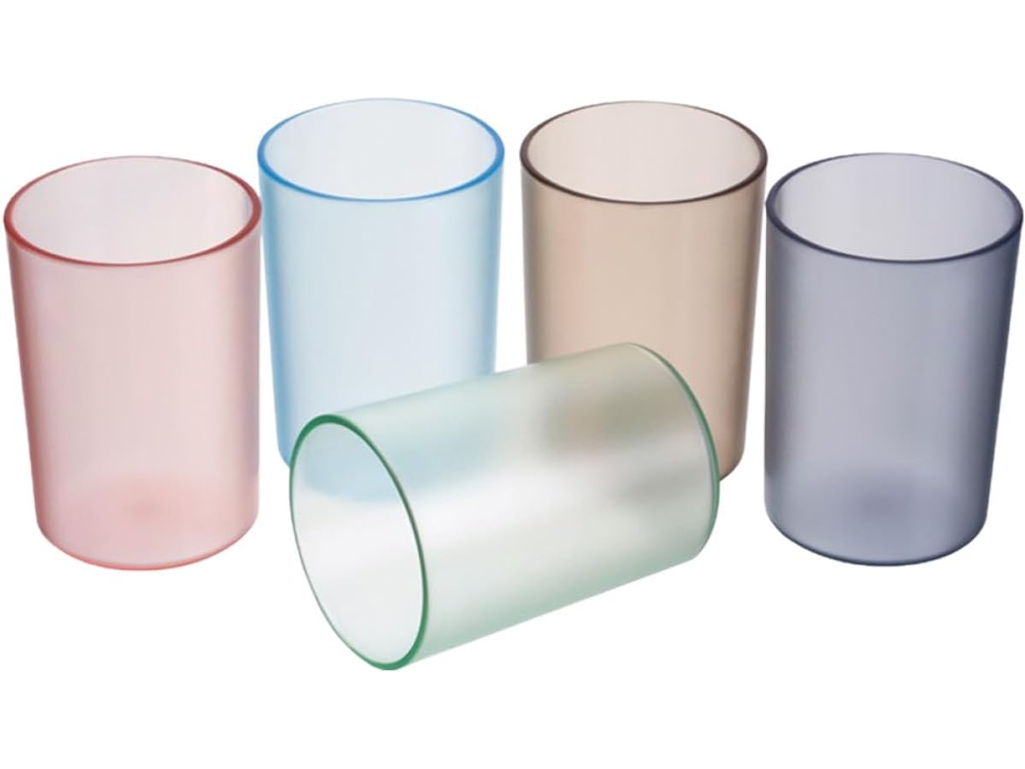 Vasos De Plástico Cómodos De Sujetar, Juego 5, Para El Baño, Superficie Lisa,