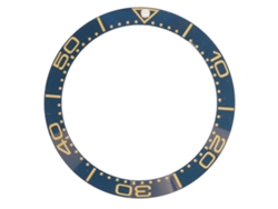 Anillo De Repuesto De 38 Mm Para Bisel De Reloj De Cerámica Con Dígitos Dorados Y Base Azul.