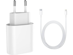Cargador y Cable PHONESHIELD Fast Charge PD 3.0 para iPhone 11 (Tipo C - Lightning - Blanco)