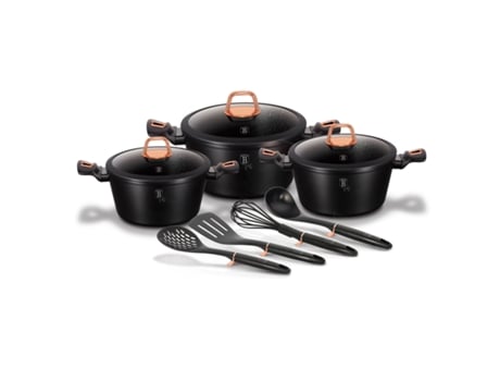 Baterías de Cocina BERLINGER HAUS (20-24-28 cm - Aluminio Forjado - Negro)