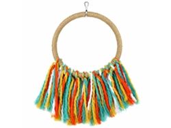 Columpio Polski De Sisal Y Algodón 20 Cm, Aro Colgante 1 Unidad, Con Gancho Metálico, Para Jaulas De Pájaros Y Loros Pequeños