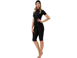 2026-traje De Baño Musulman Modesto Crop Corto 2023 Para Mujer Con Cremallera Frontal Burkini 2xl Negro