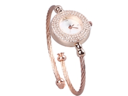 Reloj De Pulsera De Cuarzo Para Mujer Con Correa Ajustable De Oro Rosa Para Uso Diario Y Fiestas.
