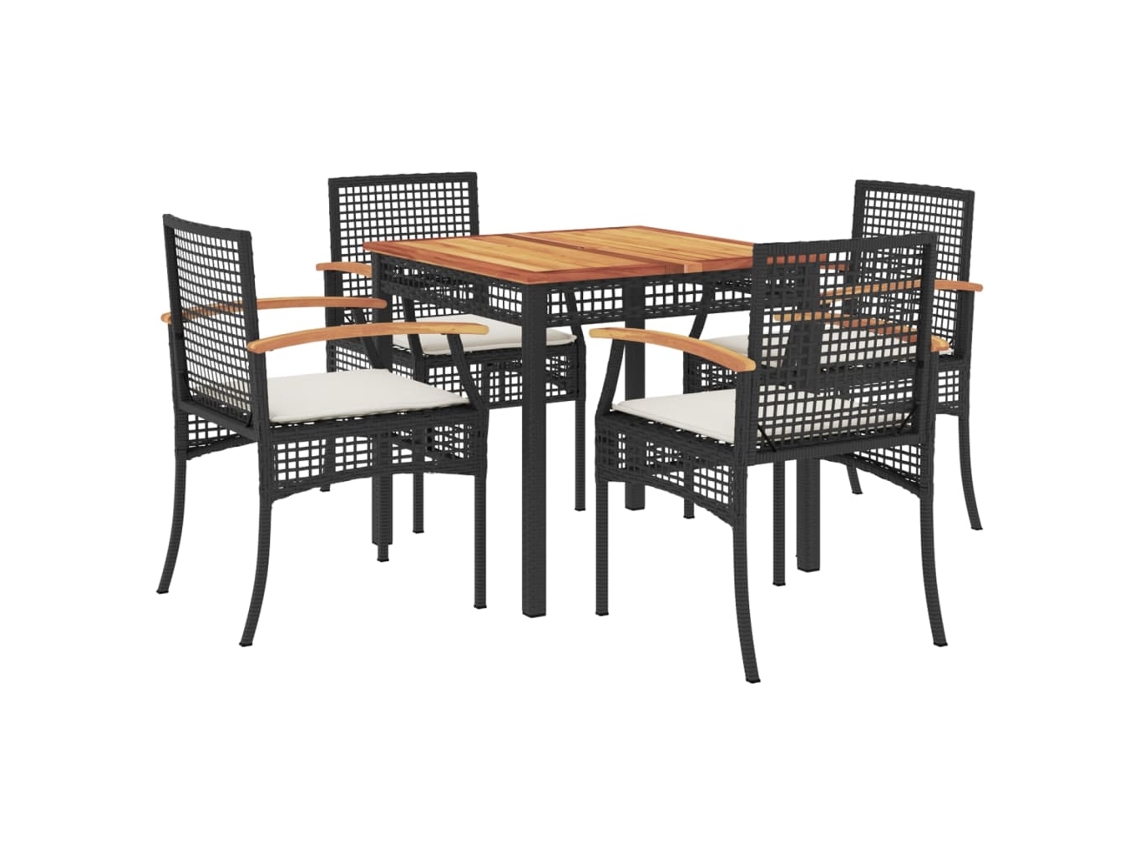 Maison Exclusive - Set De Muebles Jardín 5 Pzas Con Cojines Ratán Sintético Negro