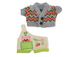 Ropa Para Muñeco De Peluche Con Estampado De Cerdito, Suave Y Cómoda, Chaqueta Y Pantalones De 20 Cm, Color Gris Y Naranja.