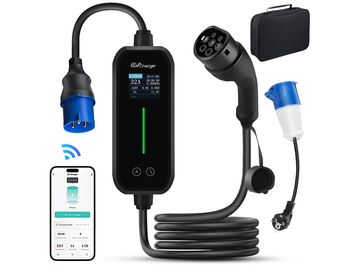 Hexinex Cargador De Coche Eléctrico 7,4 Kw 6 M, 6 A-32a, Monofásico Ev Tipo 2 De 7 Kw 32 A, Vehículo Eléctrico 32 A Para Modelo Y/3, Glc, Q3