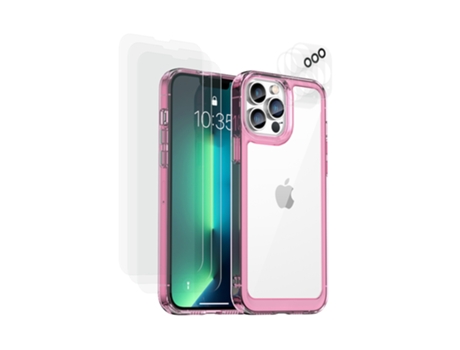 Funda Prueba Golpes Paneles para iPhone 13 Pro Max EKO Acrílico Rosa