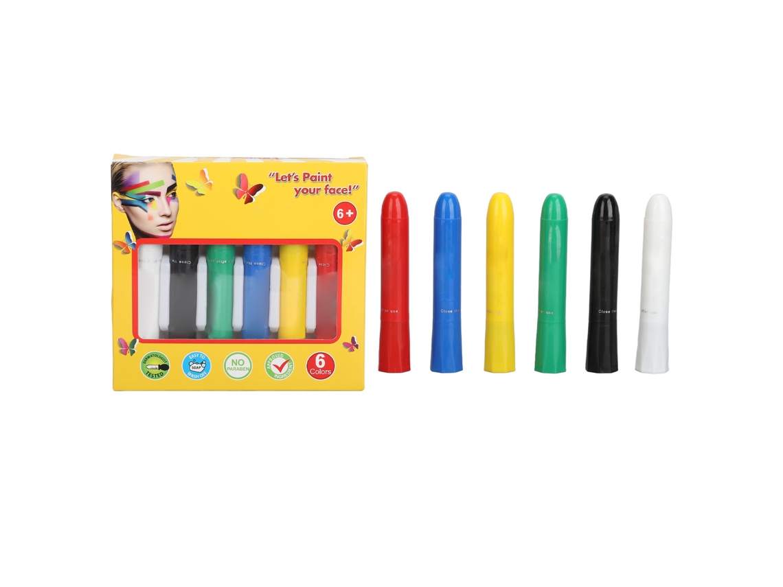 Kit De Lápices De Pintura Facial Y Corporal 6 Piezas Secado Rápido Para Fiestas Navidad Halloween Cosplay
