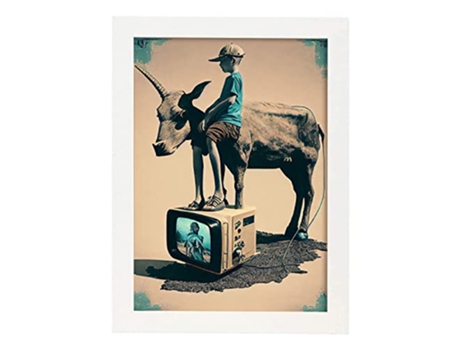 NACNIC Poster Un Cuerno En Estilo Surrealismo Cinematográfico Ilustraciones Y Grabados De Historieta Abstracta Y Artística A3 Marcos Blancos