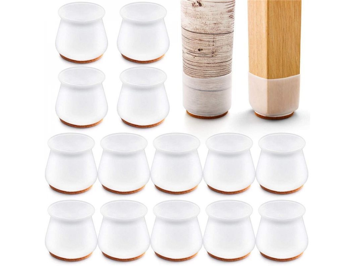 2026-protectoras De Patas De Silla De Silicona Con Lana Para Pisos De Madera Dura Anti-arañazos Y Ruido 12/24pcs Blanco S 2.0-2.8cm
