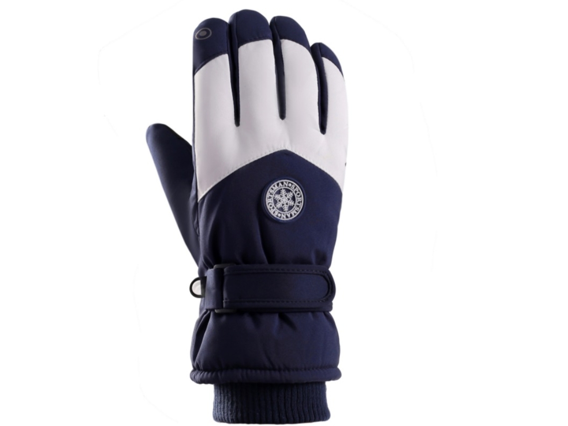 Guantes de esquí de invierno para hombre y mujer, impermeables, resistentes al viento, cálidos y gruesos, con etiqueta redonda, para hombre, azul y blanco, talla única, Chennnls
