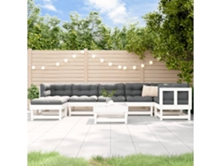 Conjunto de salón de jardín de 8 piezas de pino macizo blanco Dkd Home Decor