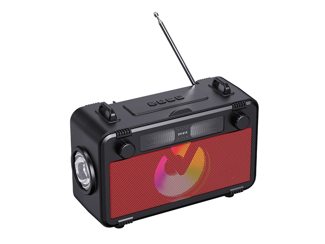 Altavoz inalámbrico Bluetooth 5.3 MDUG, reproductor MP3, radio FM y carga solar (rojo)
