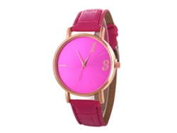 Reloj De Pulsera De Aleación Analógico De Cuarzo Con Dial Redondo Para Parejas Color Rojo Rosa