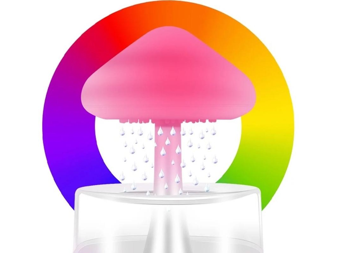 Humidificador Rain Cloud Difusor De Aceite 5 Aceites 7 Luces Yizhood Madera