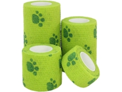 4 Rolos De Vendas Adesivas Elásticas Não Tecidas Para Animais De Estimação (verde), Primeiros Socorros Para Cães, Gatos, Cavalos