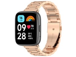 Correa de acero inoxidable para reloj inteligente Redmi Watch 3 Lite con tres cuentas Chennnls (oro rosa)