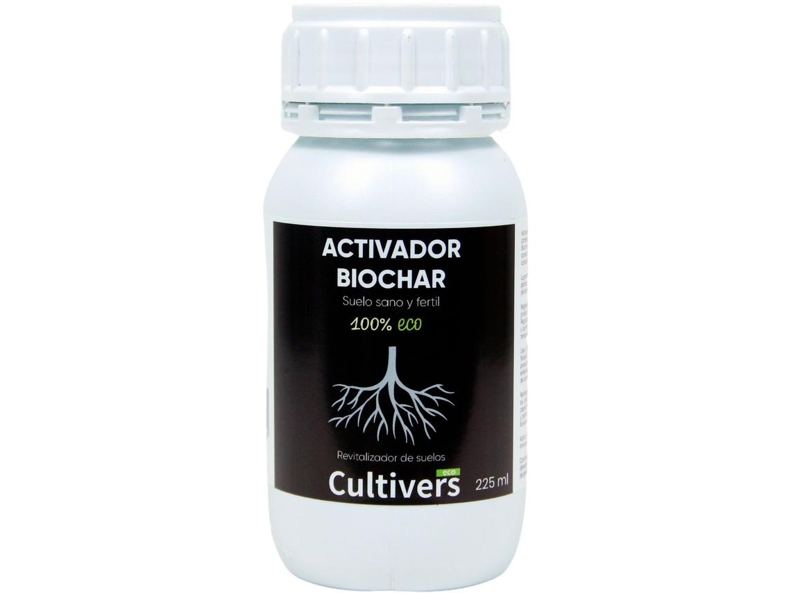 CULTIVERS Activador de Biochar 250 ml Potenciador de Carbón vegetal para plantas. Mejorador de estructura del suelo. Regulador ph