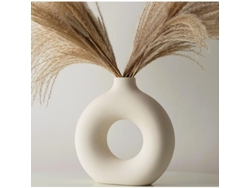 2026-vaso De Cerámica Blanca Para Decoración De Sala Y Dormitorio, Vaso Para Flores Secas, Estilo Boho Y Escandinavo