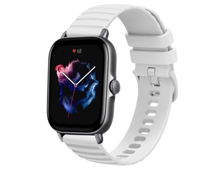 Correa de reloj inteligente para Amazfit GTS 3 Correa de reloj de silicona de color sólido de 20 mm con patrón de puntos ondulados (blanco)