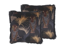 Juego de cojines decorativos BELIANI Ramtek de Poliéster Negro 45x45x12