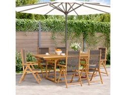 Conjunto 7 Peças Jantar P/ Jardim Polipropileno/madeira Maciça Cinza Dkd Home Decor
