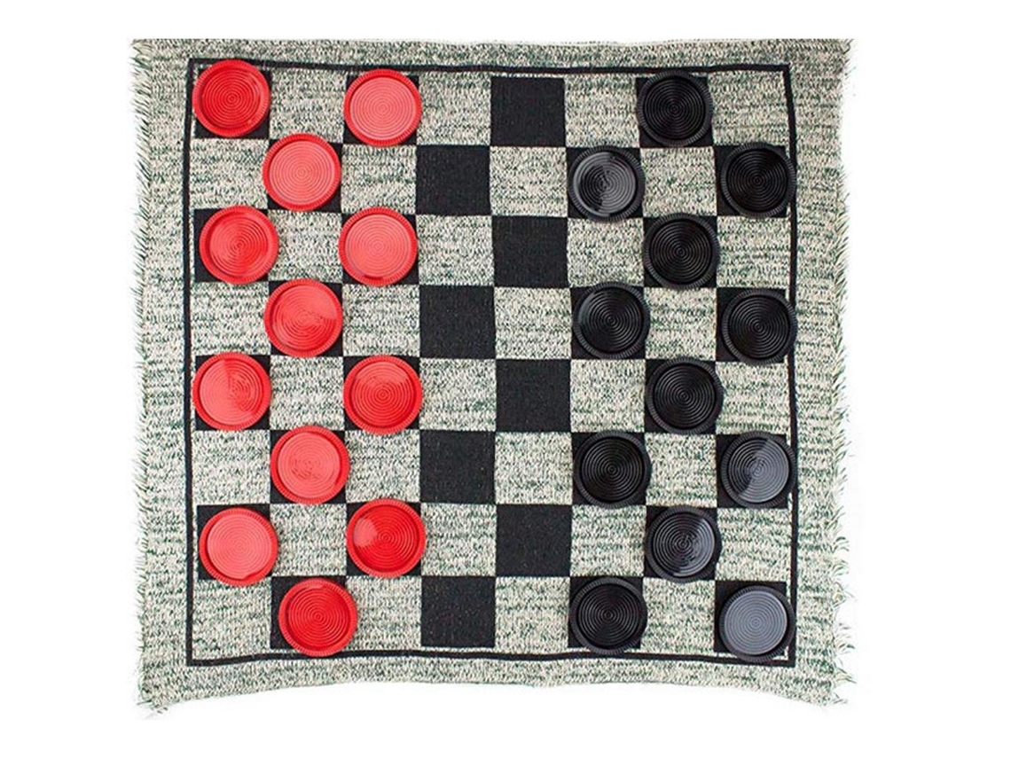 Juego Gigante De Damas 3 En 1 Con Tablero De Tres En Raya Para Adultos Y Niños - Piezas Duraderas - Juegos Para Interiores Y Exteriores