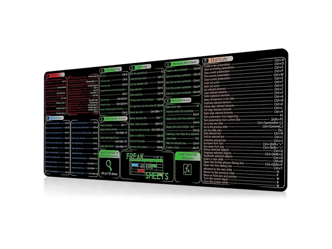 Alfombrilla de ratón grande con teclado integrado y accesos directos de Excel y Word para usar en software de oficina y juegos, resistente al agua. Chennnls