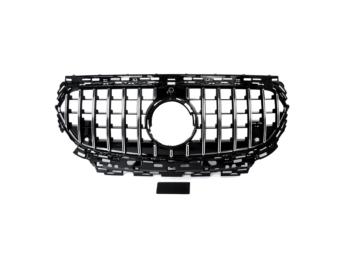 Parrilla delantera estilo deportivo, compatible con Mercedes-Benz Clase E, cromo negro (OEM)