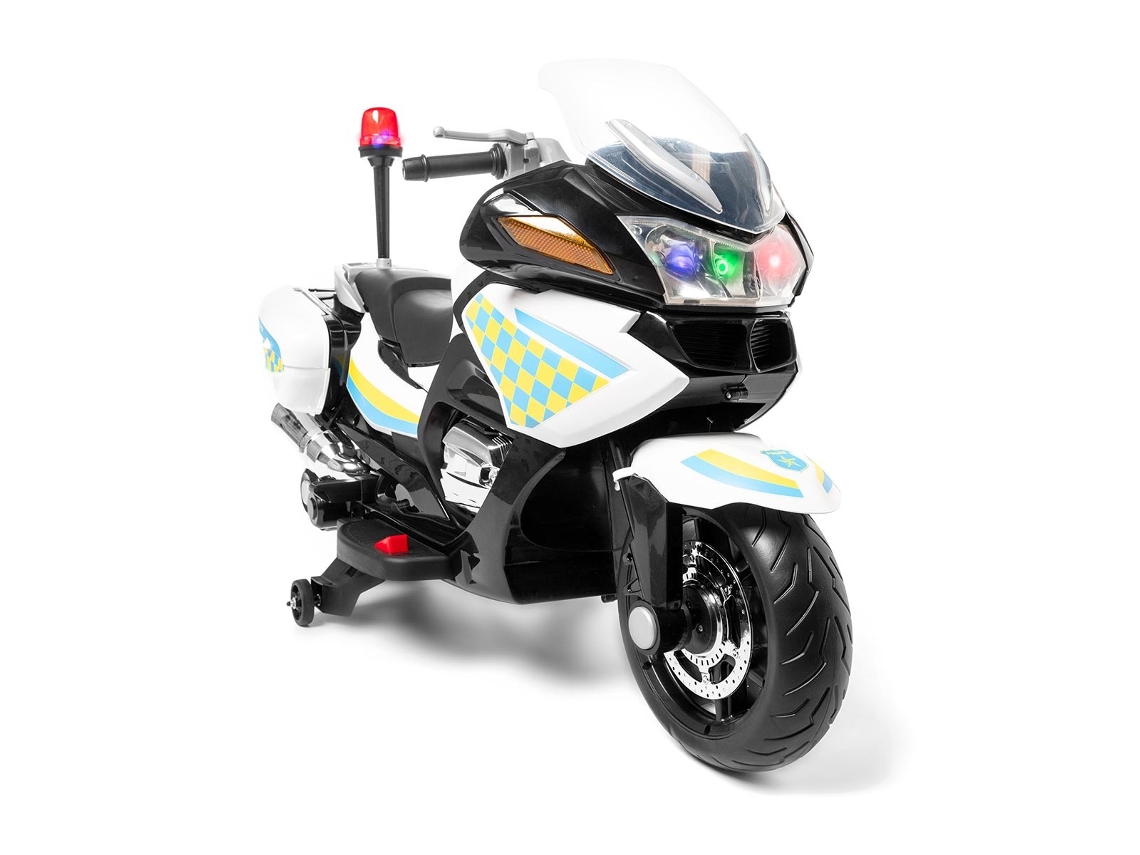 Moto eléctrica policial Ataa Pro para 2 niños con potente batería y motor de 24 V - Blanca
