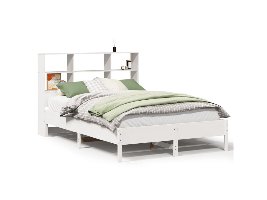 Maison Exclusive - Cama Con Estantería Sin Colchón Madera Maciza Blanca 160x200 Cm