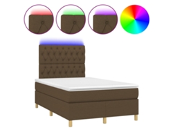 Maison Exclusive - Cama Box Spring Con Colchón Y Led Tela Marrón Oscuro 120x190 Cm
