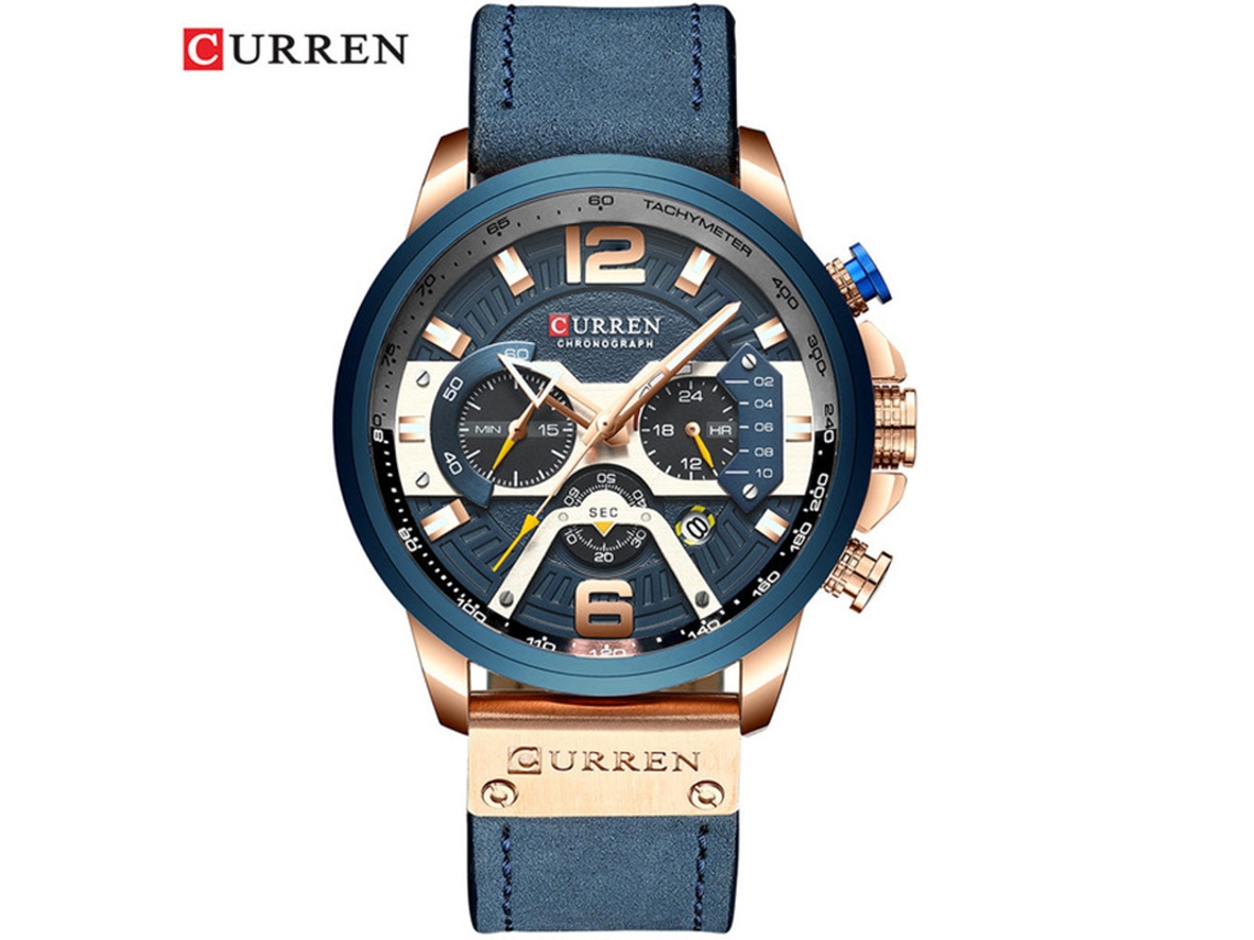 Reloj De Hombre (azul) Resistente Al Agua, Seis Manecillas, Multifuncional, Esfera Grande Y Elegante, Calendario.