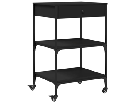 Carrito de cocina de madera de ingeniería negro VIDAXL (60x48x89,5 cm)