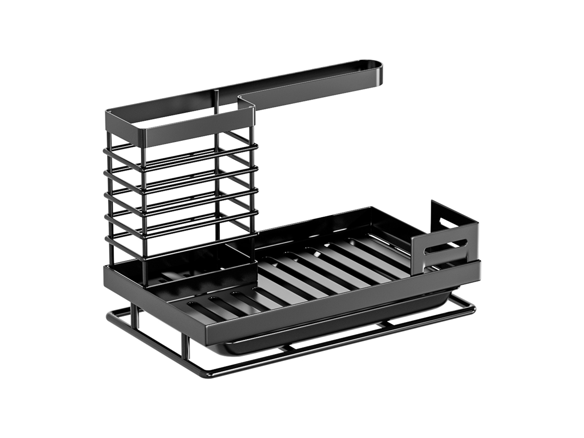 Organizador De Fregadero - Soporte Para Paños De Cocina - Estante De Almacenamiento Para Encimera De Cocina - Soporte Para Paños De Té - Negro