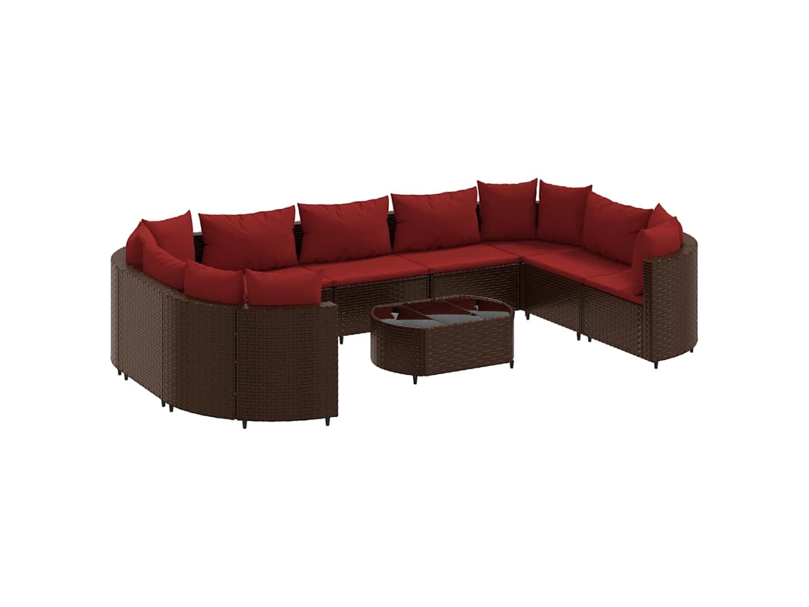 Maison Exclusive - Set De Sofás De Jardín 10 Pzas Y Cojines Ratán Sintético Marrón