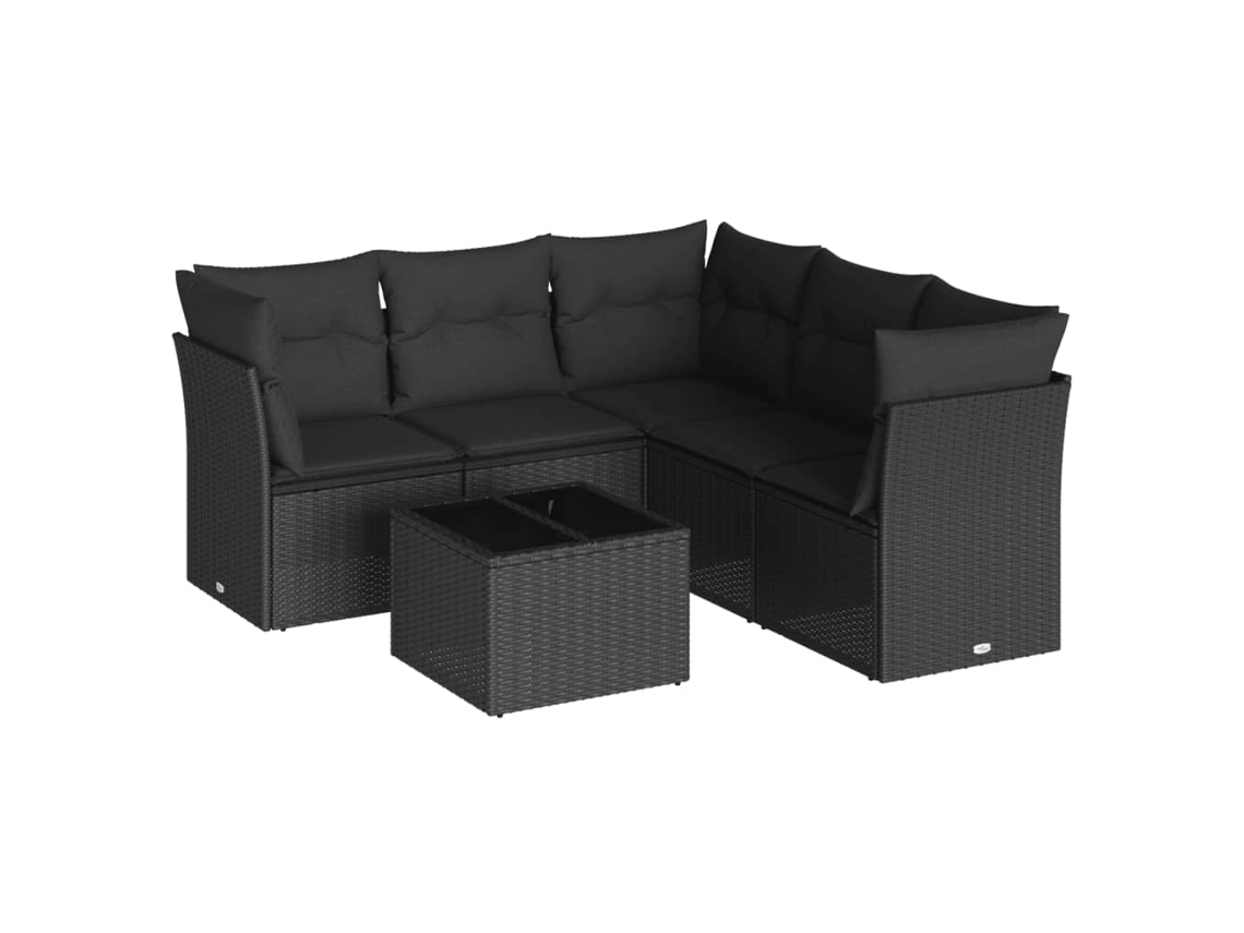 Maison Exclusive - Set De Sofás De Jardín 6 Piezas Y Cojines Ratán Sintético Negro