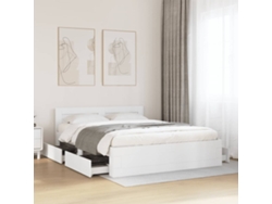 Estructura De Cama Con Cabecero Sin Colchón Blanco 160x200 Cm