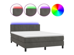 Maison Exclusive - Cama Box Spring Colchón Y Led Terciopelo Gris Oscuro 140x190 Cm