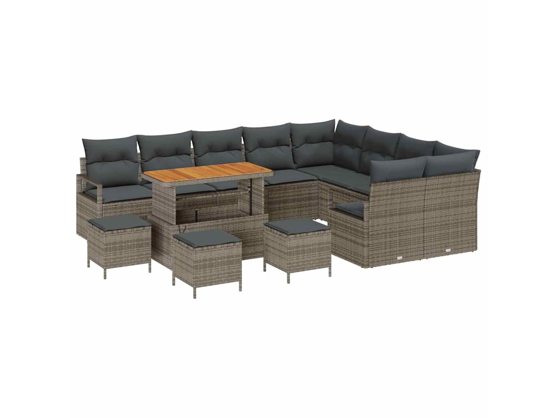 Maison Exclusive - Conjunto De Sofá De Jardín Con Cojín Con Almohada 13 Pcs Gris