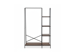 Relaxdays Cabideiro, 5 Prateleiras, Varão, A X L X P 160 X 100 X 40 Cm, Estilo Industrial, Castanho-preto