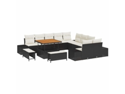 Maison Exclusive - Conjunto De Sofá De Jardim Com Almofada 13 Pcs Preto Vime Pe
