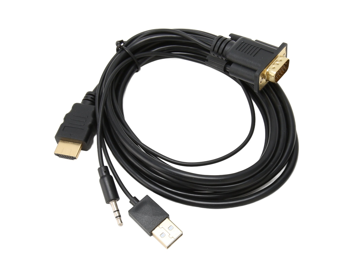 Adaptador De Interfaz Multimedia Vga A Hd, Convertidor De Vídeo 1080p Con Audio Y Alimentación, Cable De 1,8 M/5,9 Pies.