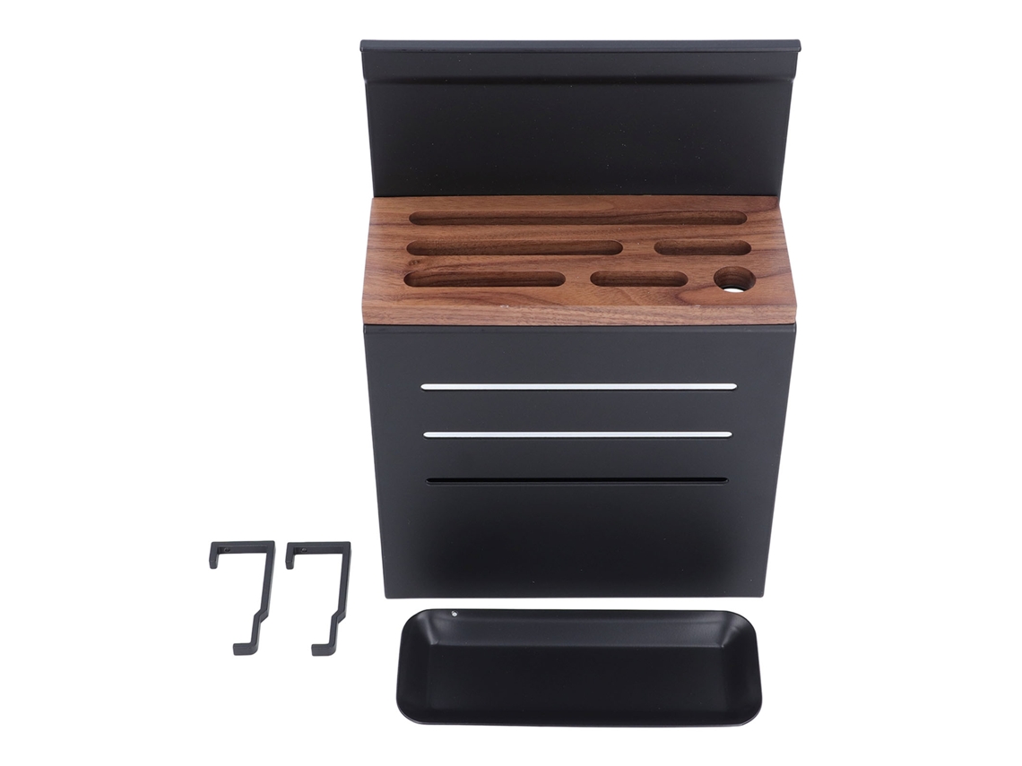 Estante Para Cubiertos De Pared De Aleación De Aluminio, Organizador De Cocina Multifuncional, Negro Mate.