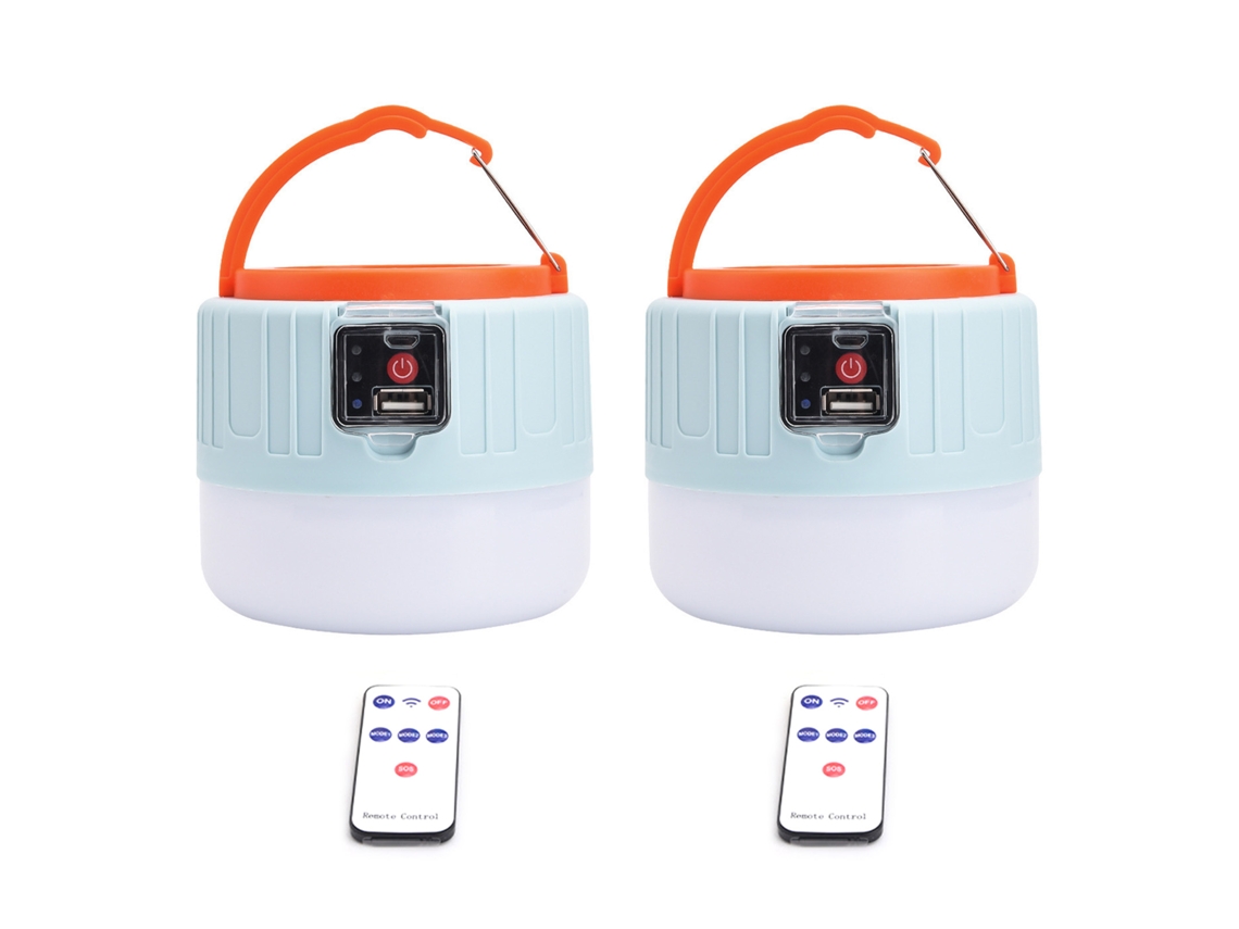 Lámpara solar de camping recargable con mando a distancia IP6 azul y naranja