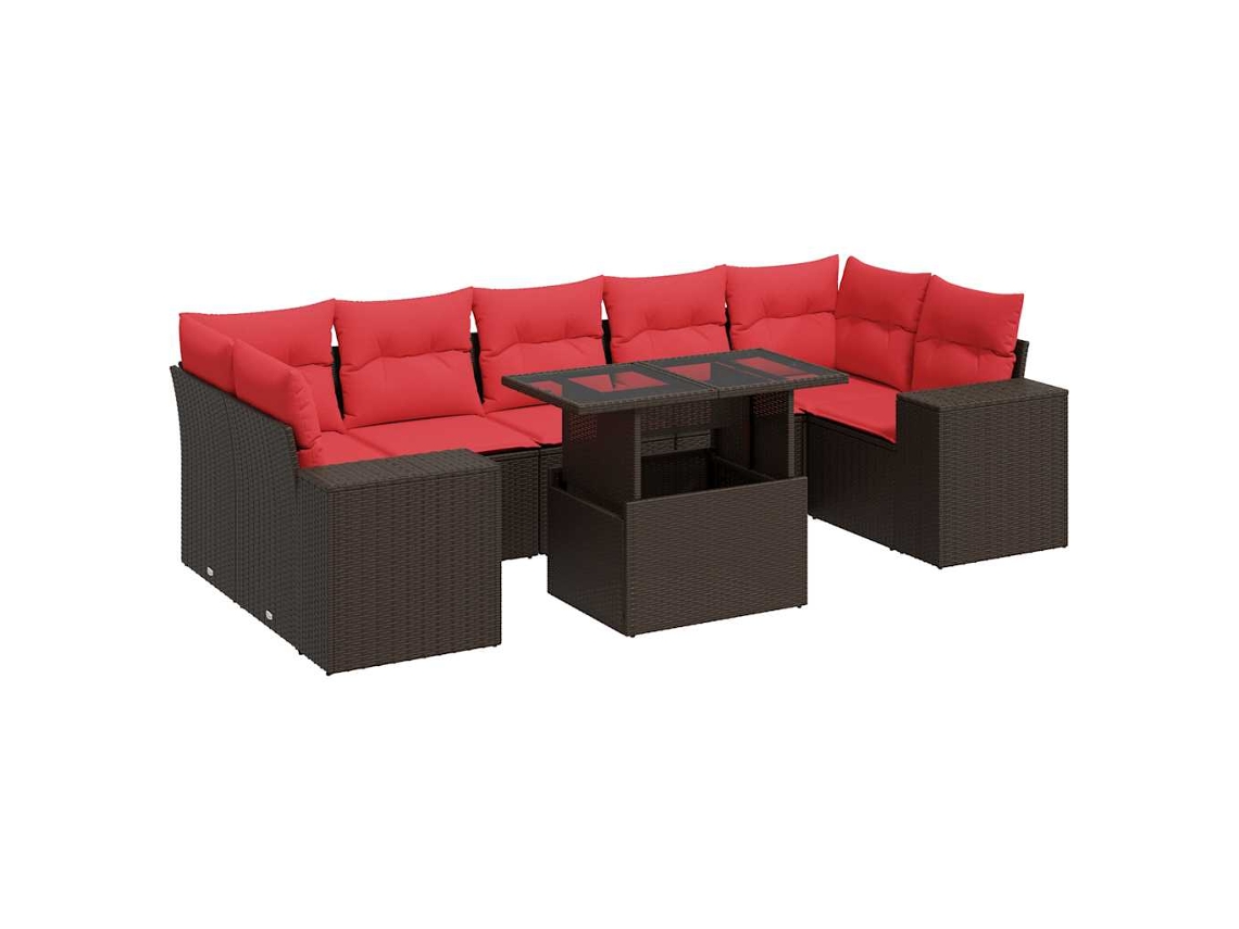 Conjunto de 8 sofás de jardín con cojines de mimbre/acacia marrón MAISON EXCLUSIVE (8 piezas)